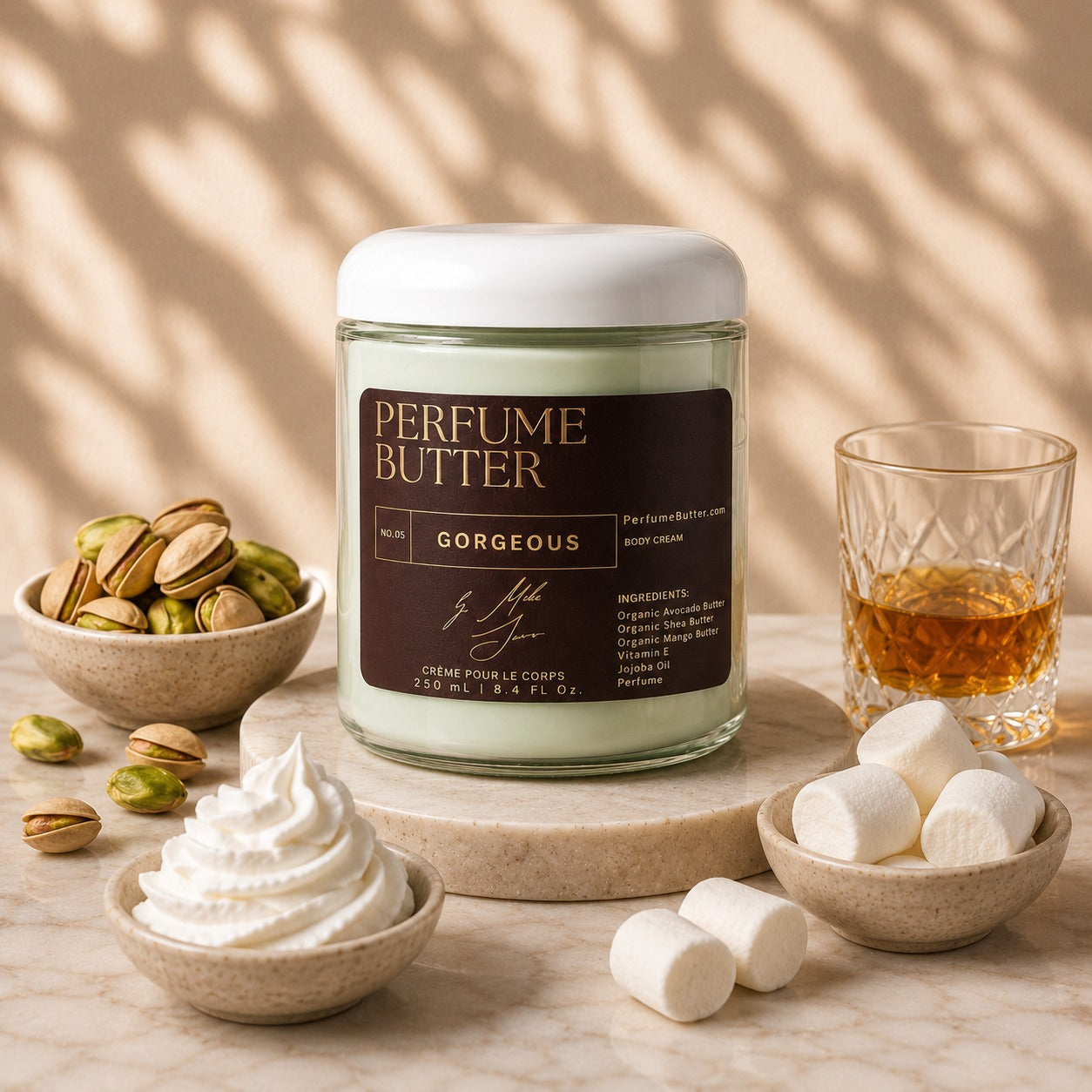 GORGEOUS – The Luxury Body Butter Perfume | Pistachio, Whipped Cream & Marshmallow Sweet Gourmand Fragrance | Deep Hydrating Skin Moisturizer | Warm Delicious Scent | Perfume Butter