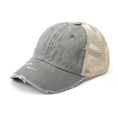 Distressed Messy Bun Hat Cap