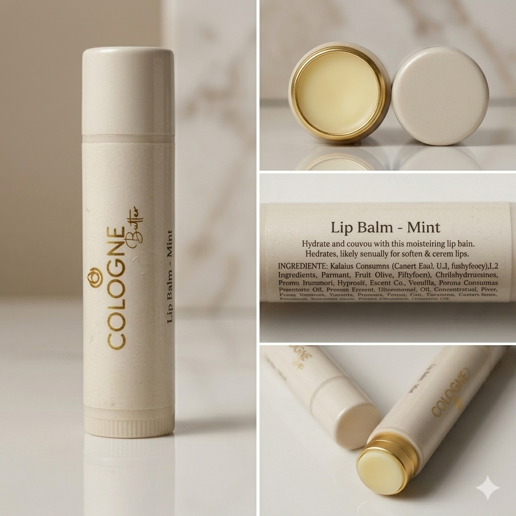 Hydrating Lip Balm – Vanilla & Mint | Moisturizing Lip Care with Castor, Avocado & Olive Oils | Repair Dry Chapped Lips | Smooth & Nourishing Lip Balm