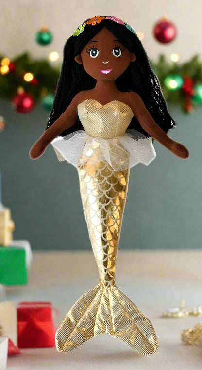 A Large Size Medium Brown Skin Tone Mermaid Doll