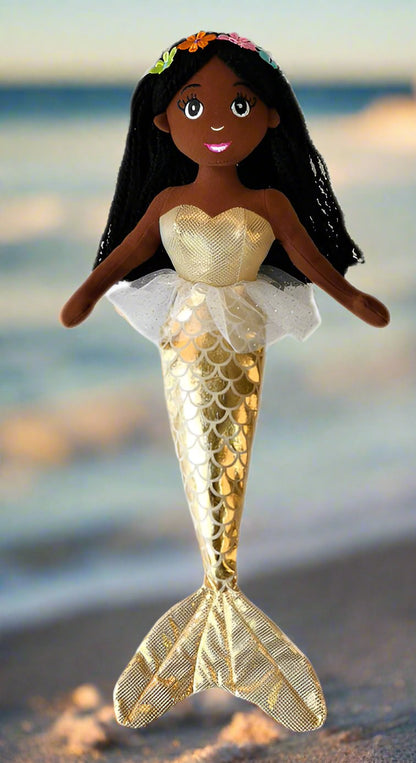 A Large Size Medium Brown Skin Tone Mermaid Doll
