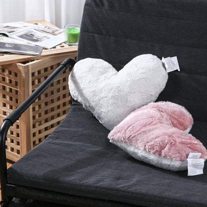 Tache Faux Fur Pink White Heart Shape Throw Pillow (#7)