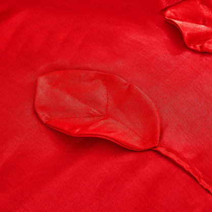 Tache Satin Ruffle Victorian Glam Romantic Red Rose Comforter Set (HY4174)