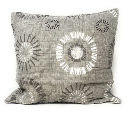 Tache Cotton Taupe Beige Striped Floral Geometric Starburst Decorative 18x18" Throw Pillow Covers -  2-Pieces (DXJ107076)