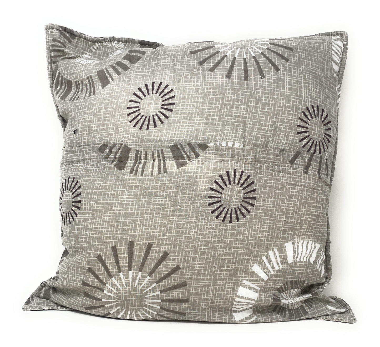 Tache Cotton Taupe Beige Striped Floral Geometric Starburst Decorative 18x18" Throw Pillow Covers -  2-Pieces (DXJ107076)
