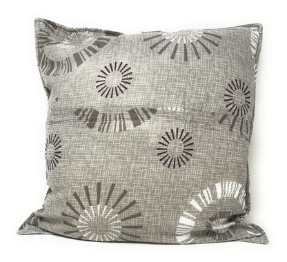 Tache Cotton Taupe Beige Striped Floral Geometric Starburst Decorative 18x18" Throw Pillow Covers -  2-Pieces (DXJ107076)
