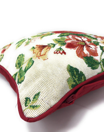 Tache Sweet Roses Vintage Ivory Woven Tapestry Throw Pillow Cover (17593CC)