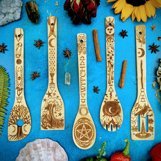 The 5 Elements Bamboo Large Kitchen Utensils Set - Shaketea