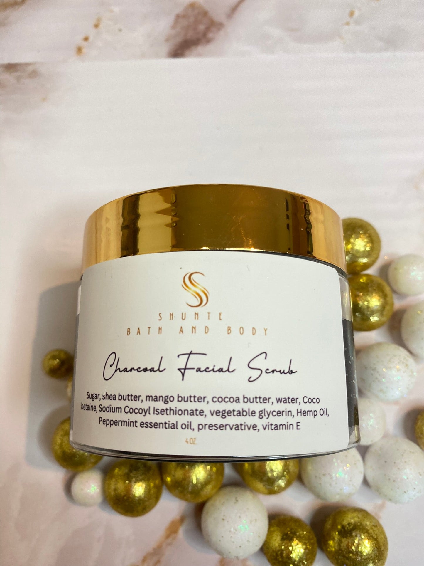 Charcoal Facial Sugar Scrub with Unscented Triple Butter Cream