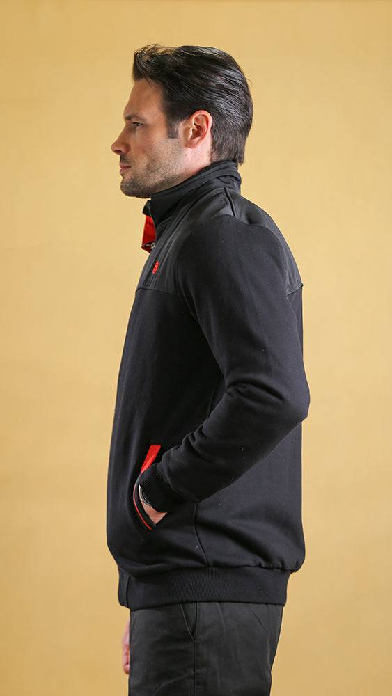 The Quarter-Panel Tech Sweater (black)