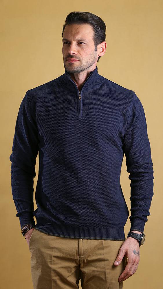 The Quarter Zipper Sweater(Navy)