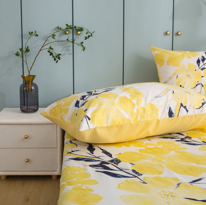 Tache Microfiber Watercolor Tropical Floral Yellow Blue Pillowcase (JHW-841)