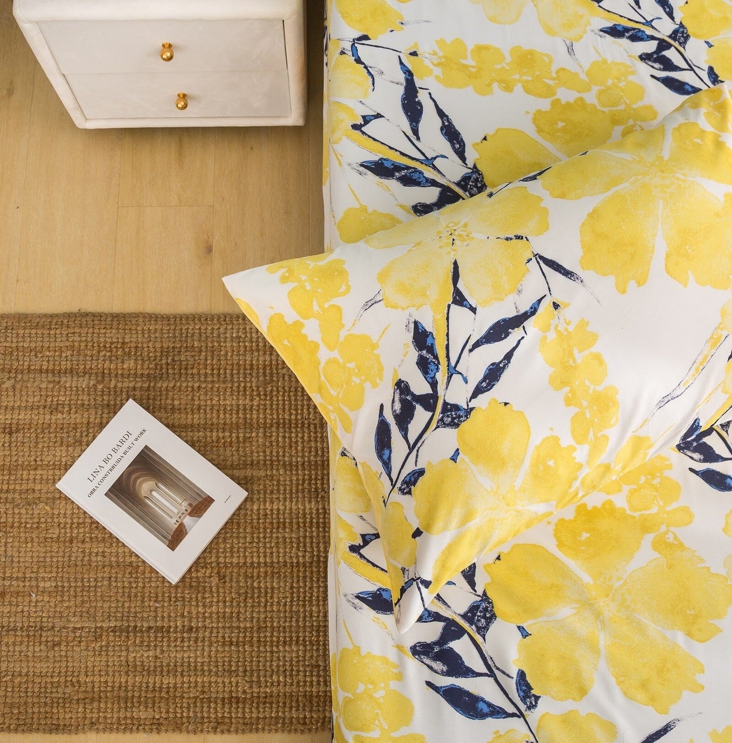 Tache Microfiber Watercolor Tropical Floral Yellow Blue Pillowcase (JHW-841)