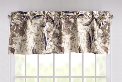Tache Microfiber Abstract Wispy Leaf Taupe Grey Window Treatment Valance (JHW-843)