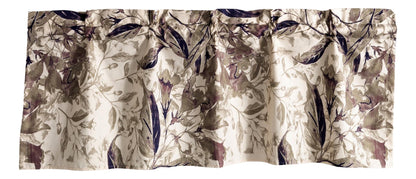 Tache Microfiber Abstract Wispy Leaf Taupe Grey Window Treatment Valance (JHW-843)