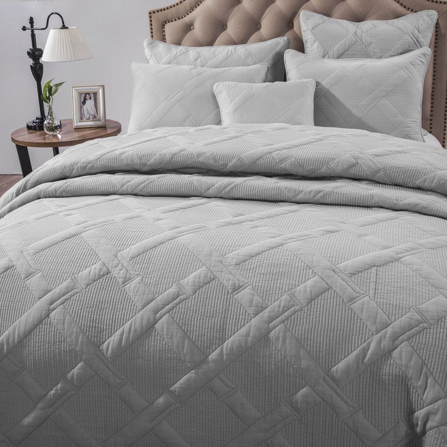 Tache Cotton Light Grey Silver Soothing Pastel Cushion Covers / Euro Sham (JHW-862)
