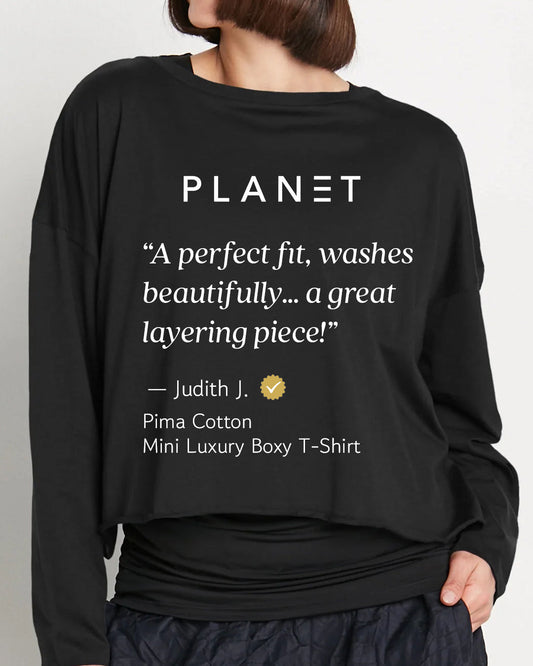 Pima Cotton Mini Luxury Boxy T-Shirt - Black - Shaketea