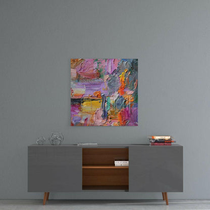 Vibrant Impasto Palette Knife Glass Wall Art