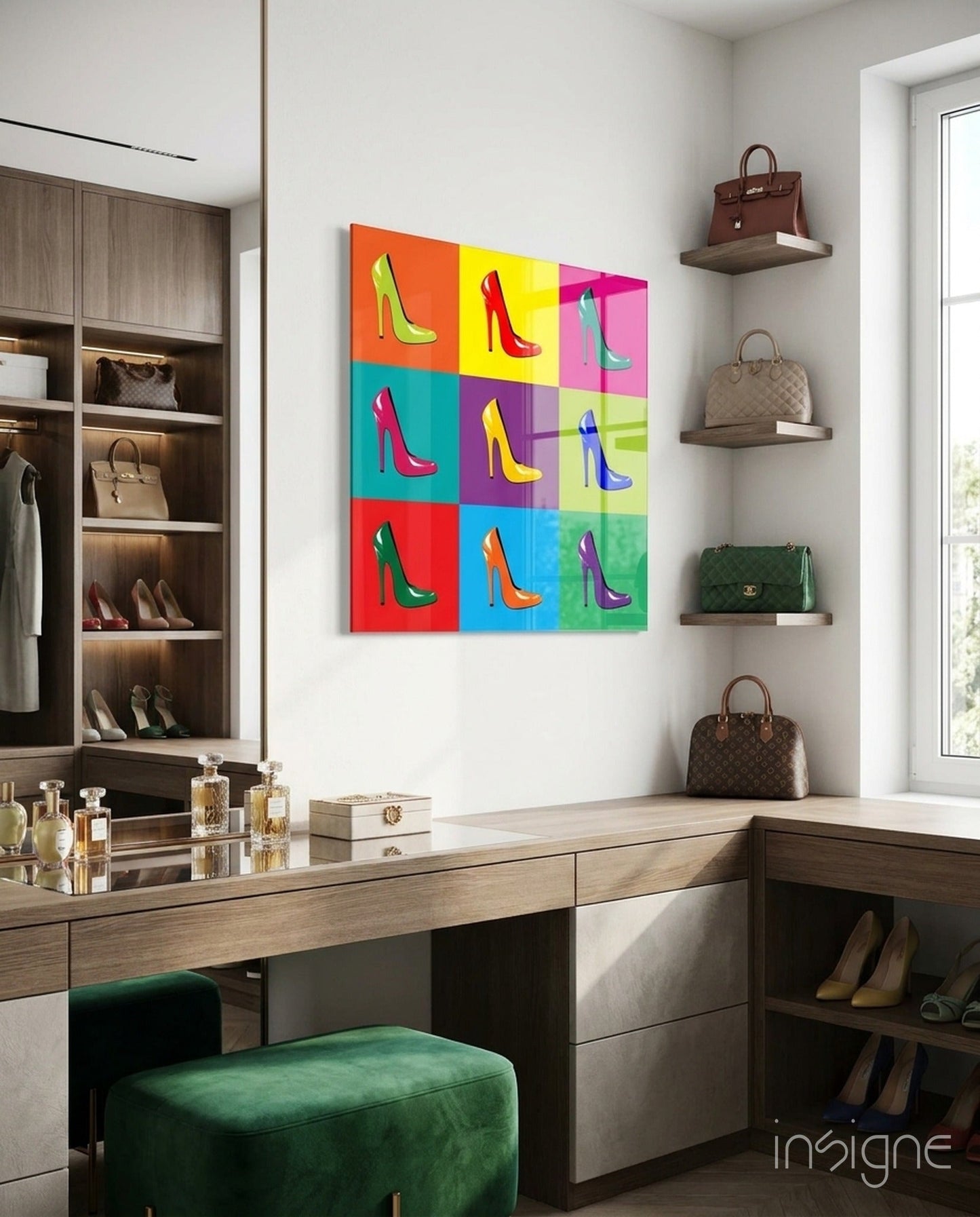 Colored Shoes Glass Wall Art