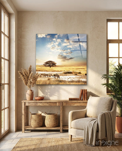 Africa (Wide Meadow) Glass Wall Art