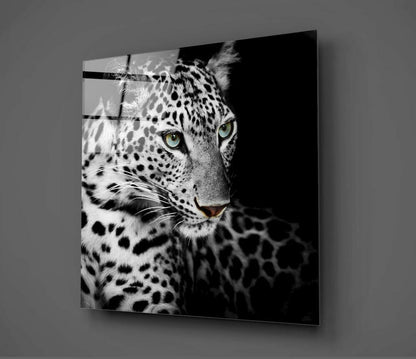 Piercing Gaze Leopard Glass Wall Art