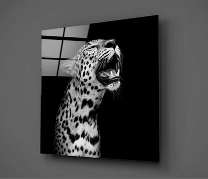 Roaring Leopard Profile Glass Wall Art
