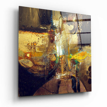 Golden Bronze Textured Abstract Glass Wall Art