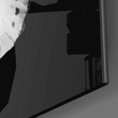 White Wings On Black Butterfly Glass Wall Art