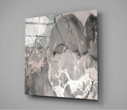 Rose Gold and Gray Marble Glass Wall Art