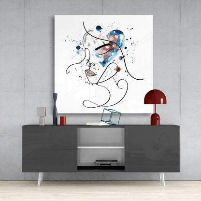 Face of Lines Glass Wall Art