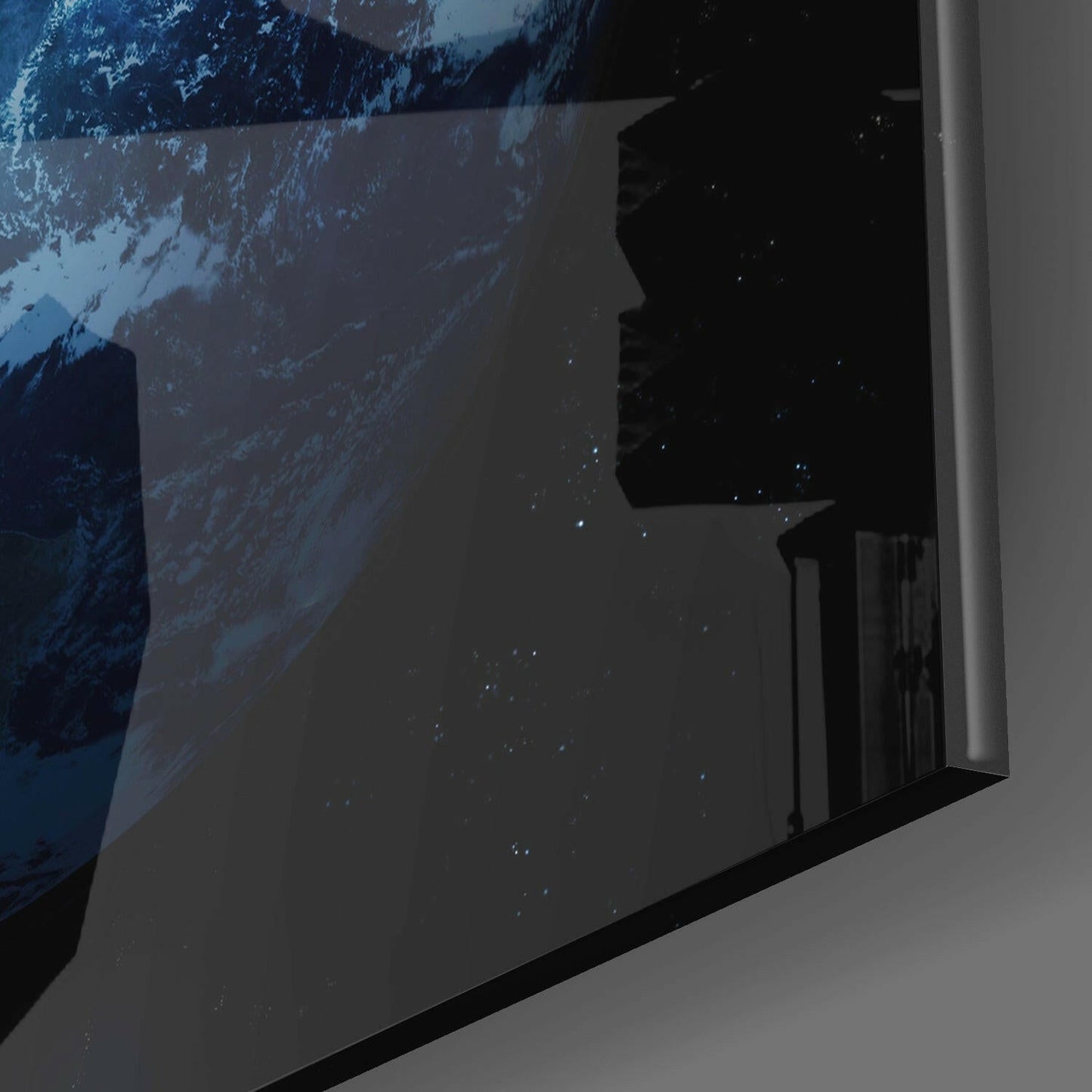 Blue Earth Planet Space Glass Wall Art