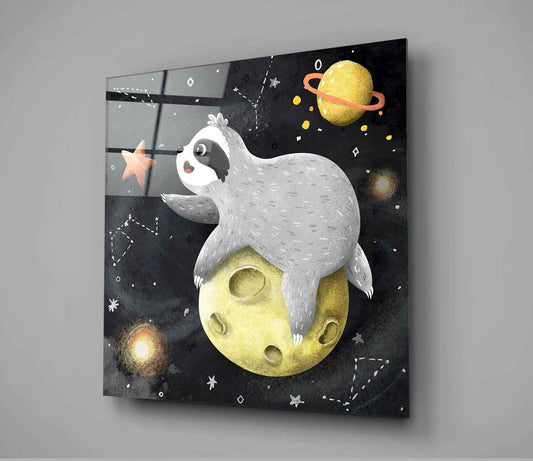 Laziness on the Moon Glass Wall Art