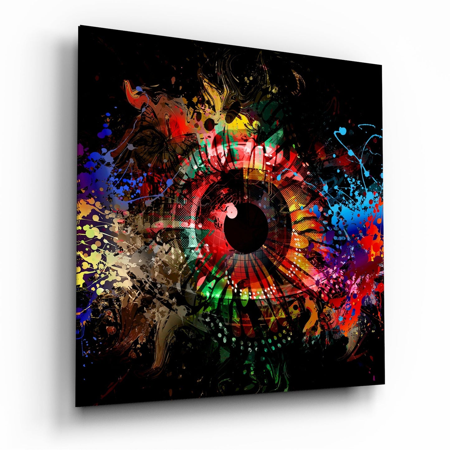 Psychedelic Eye Color Burst Glass Wall Art