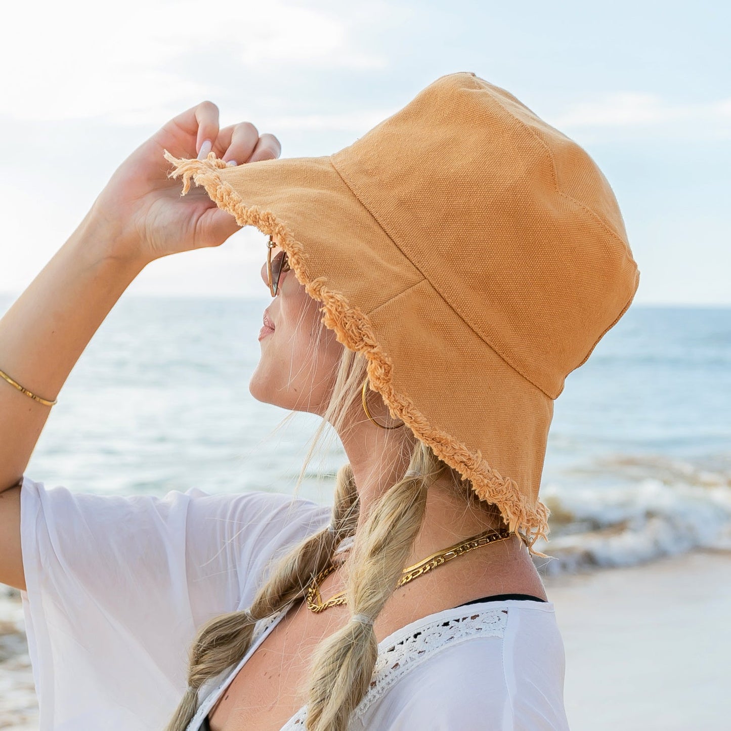 Frayed Edge Canvas Bucket Hat