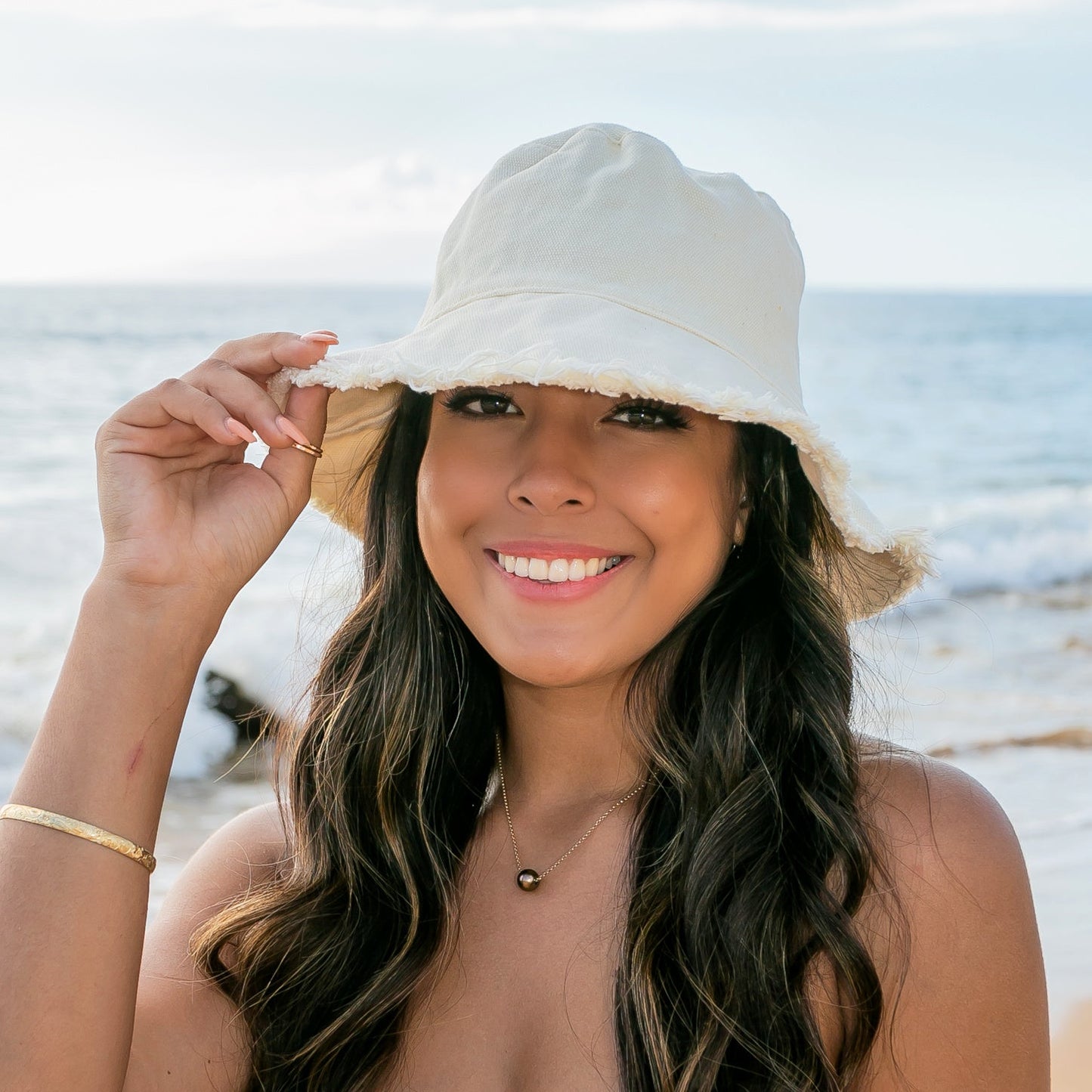 Frayed Edge Canvas Bucket Hat