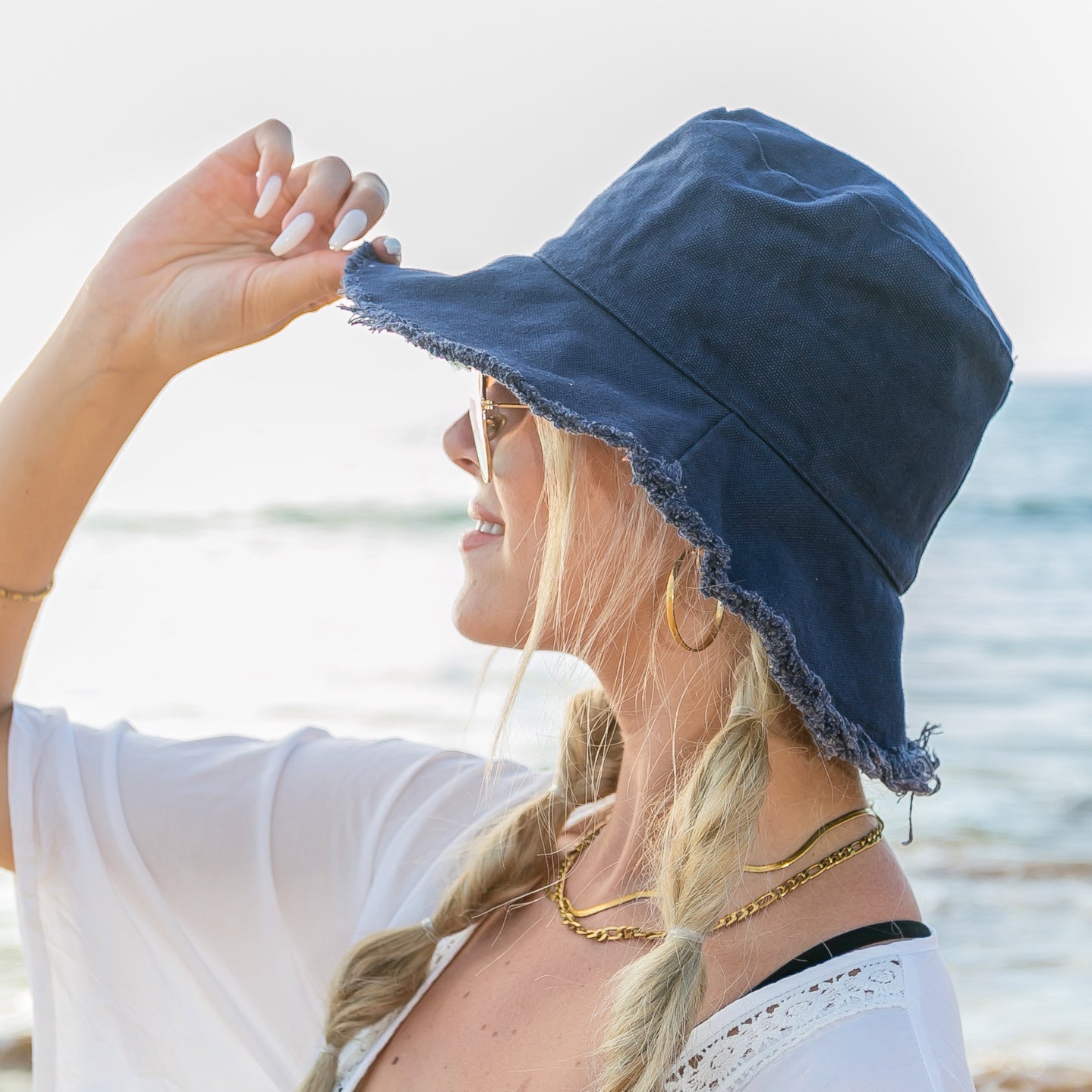 Frayed Edge Canvas Bucket Hat