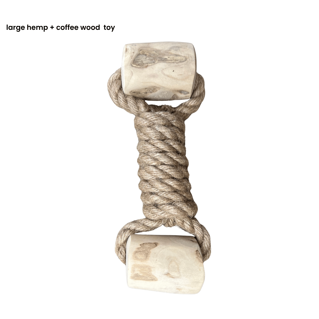 hemp rope + coffee wood toy