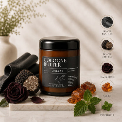 LEGACY – Luxury Fragrance Body Butter | Black Leather, Amber & Rose Cologne Scent Moisturizing Skin Butter | Cologne Butter