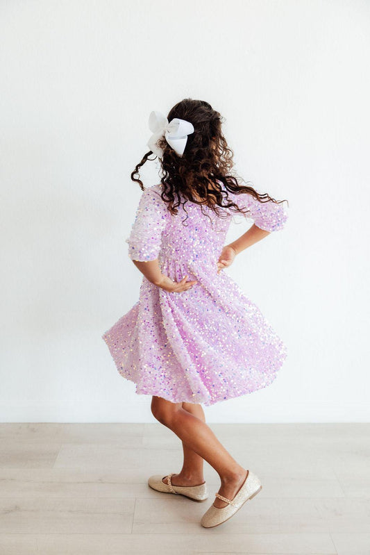 Lilac Velvet Sequin Dress - Shaketea