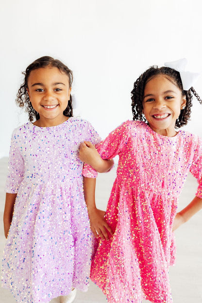 Lilac Velvet Sequin Dress