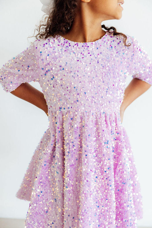 Lilac Velvet Sequin Dress - Shaketea
