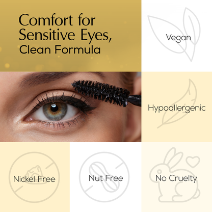 Hypoallergenic Mascara for Sensitive Eyes – Mega Volume for Thinning Lashes, Contact-Lens Safe
