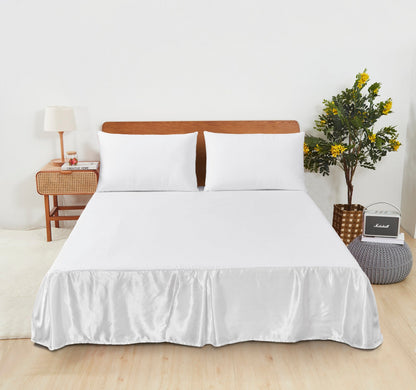 Tache Satin Bright White Lustrous Sweet Victorian Tailored Platform 14" Bed Skirt Dust Ruffle (MZ002)