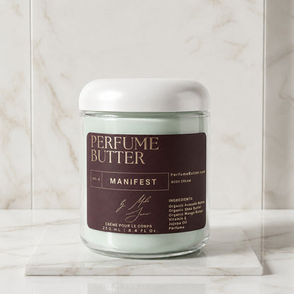 MANIFEST – The Luxury Body Butter Perfume | Jasmine, Oud & Sandalwood Floral-Woody Fragrance | Deep Hydrating Skin Moisturizer | Warm Elegant Scent | Perfume Butter