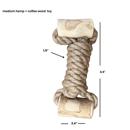 hemp rope + coffee wood toy