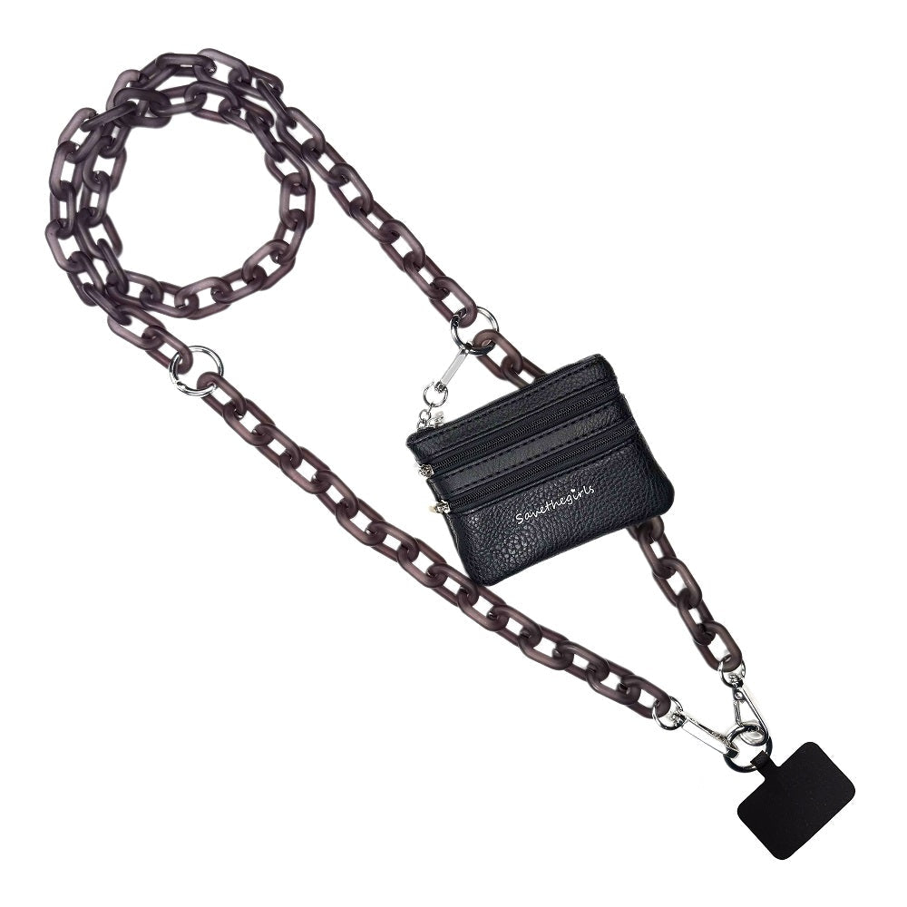 Clip And Go Ice Chain Phone Strap Crossbody Detachable Wallet Pouch