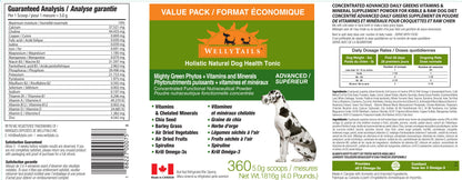 WellyTails  Mighty Green Phytonutrients Vitamins & Minerals for Dogs