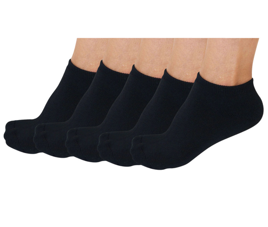 No Look Anklet Bamboo Viscose Socks Unisex Black Color - 5-pack - Shaketea