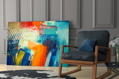 Vibrant Orange Blue Palette Glass Wall Art