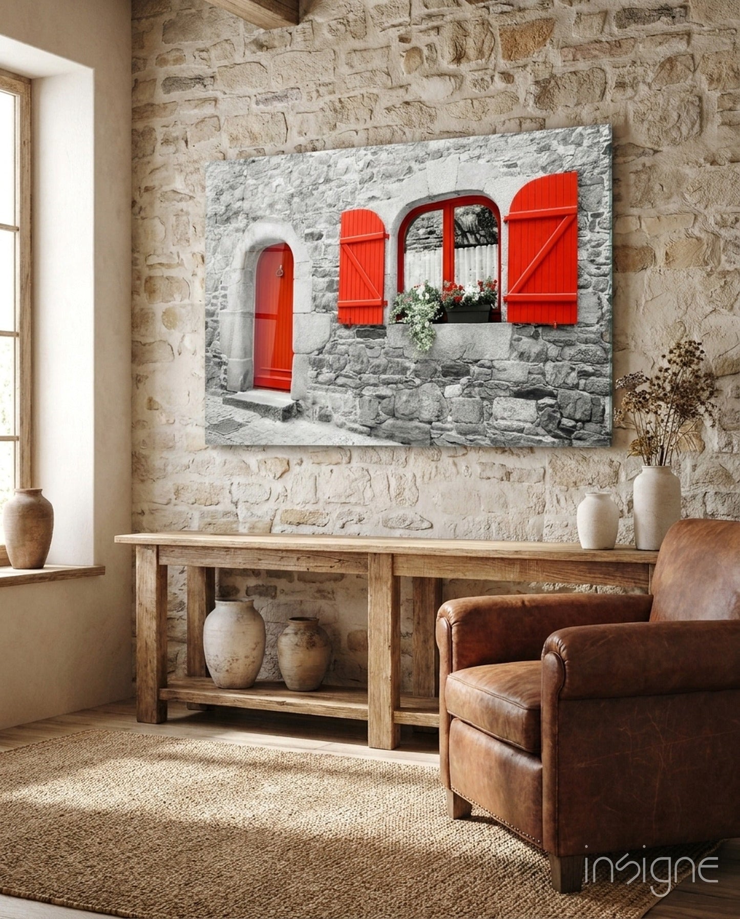 Red Door Glass Wall Art
